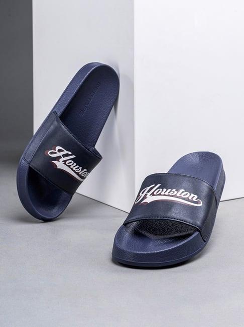 red tape men's navy slides