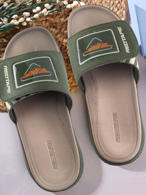 red tape men's olive slides