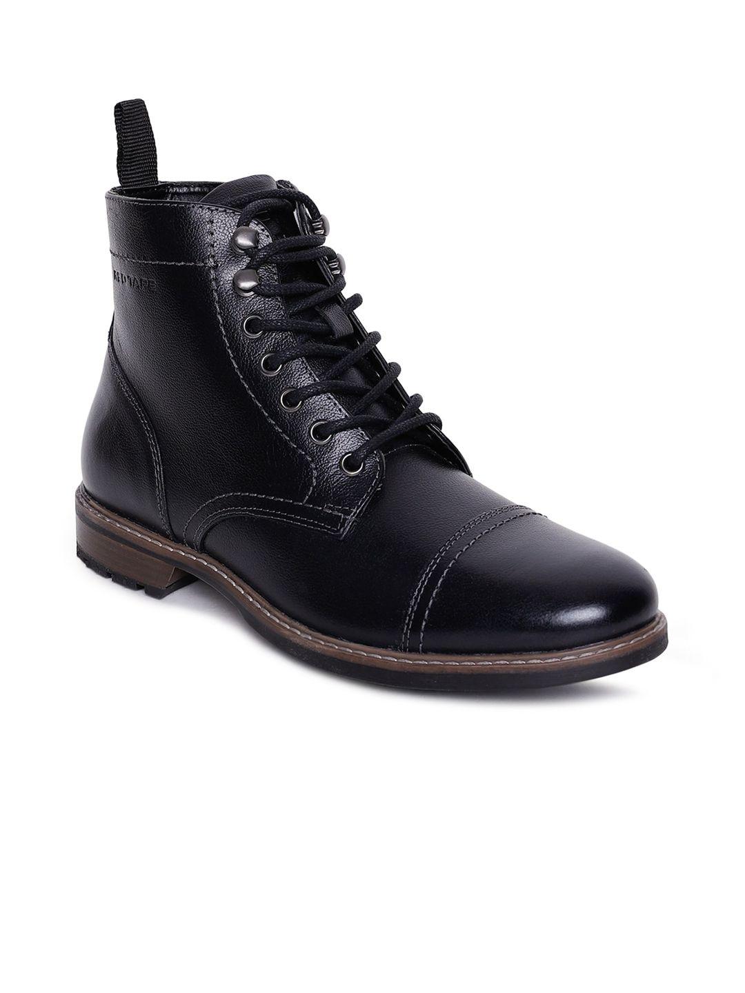 red tape men black leather flat boots