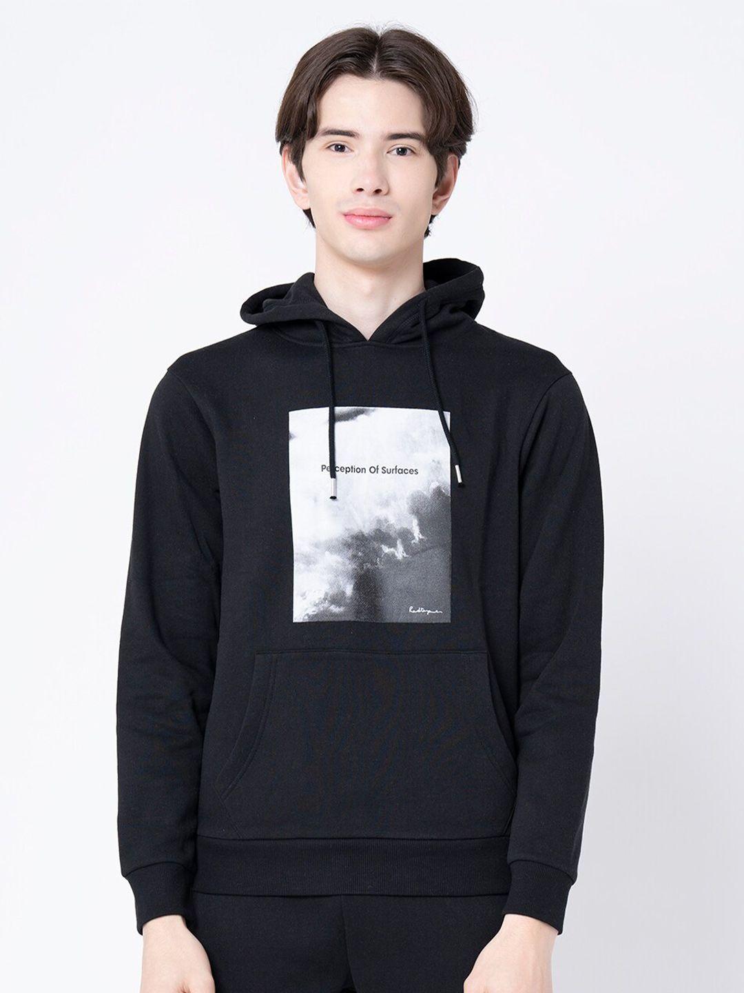 red tape men black printed hooded sweatshirt