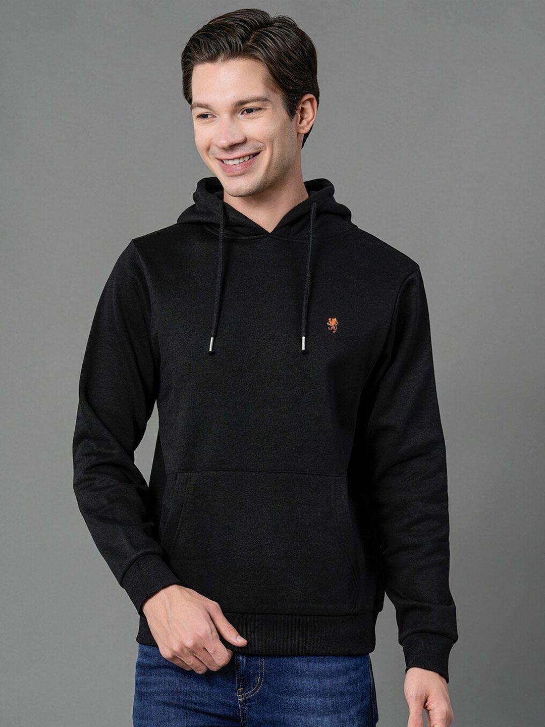 red tape men black solid hooded sweatshirt