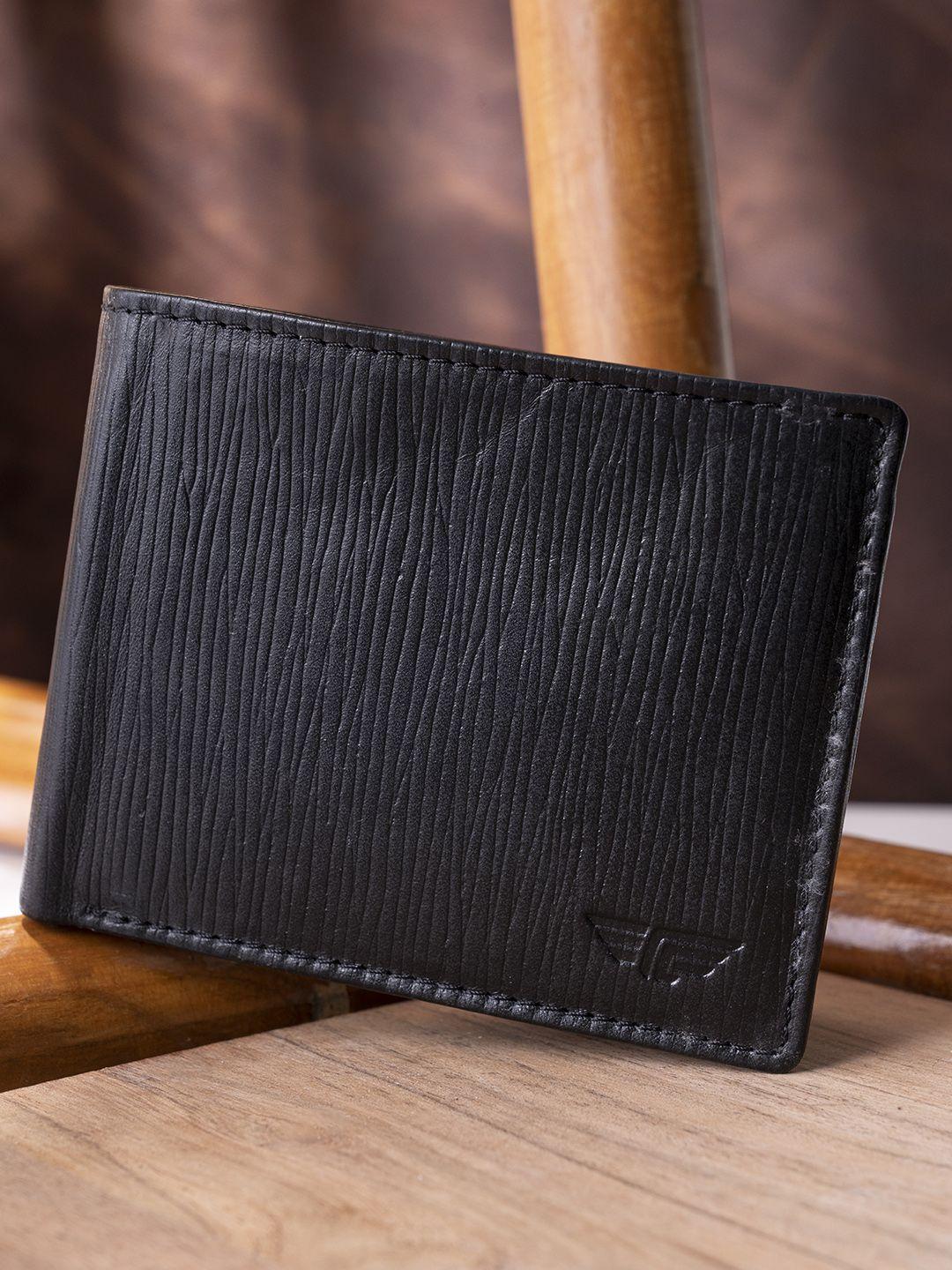 red tape men black textured leather two fold wallet