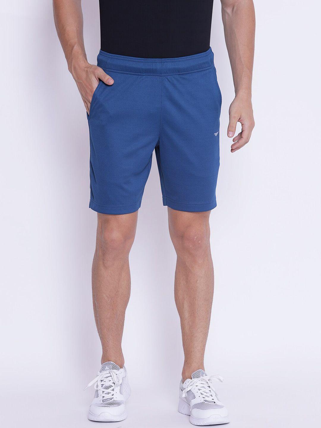 red tape men blue mid-rise sports shorts