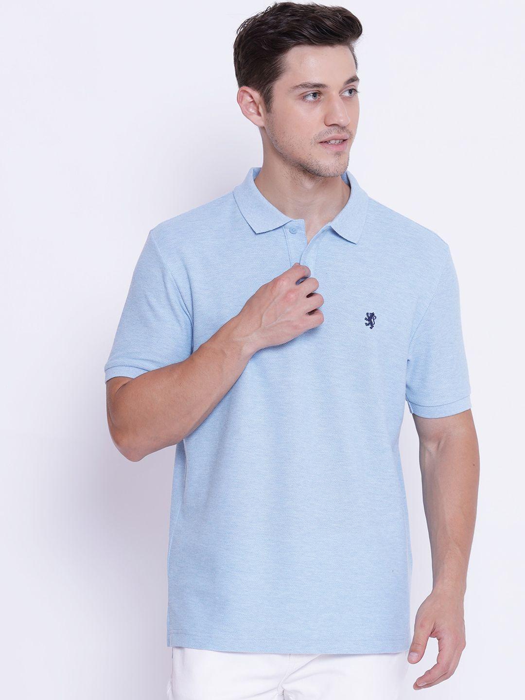 red tape men blue solid polo collar cotton t-shirt