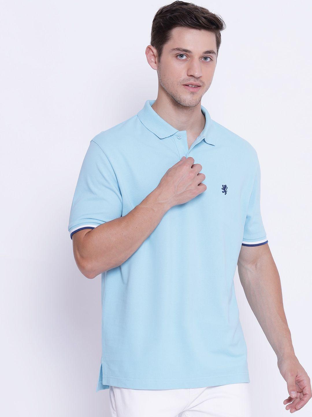 red tape men blue solid polo collar t-shirt