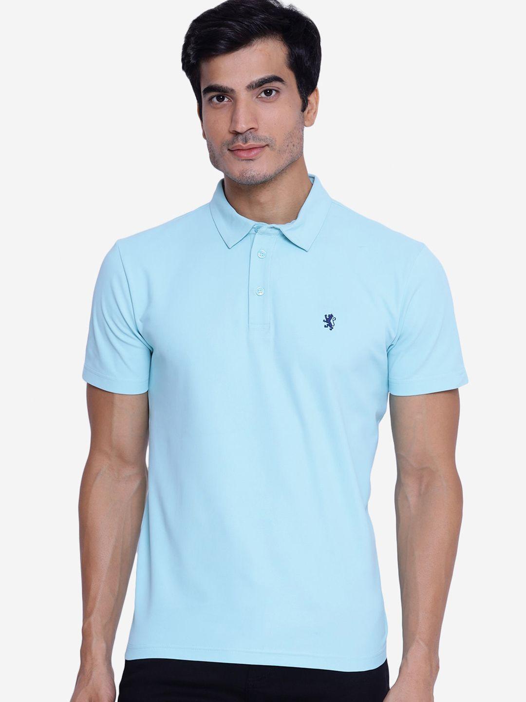 red tape men blue solid polo collar t-shirt