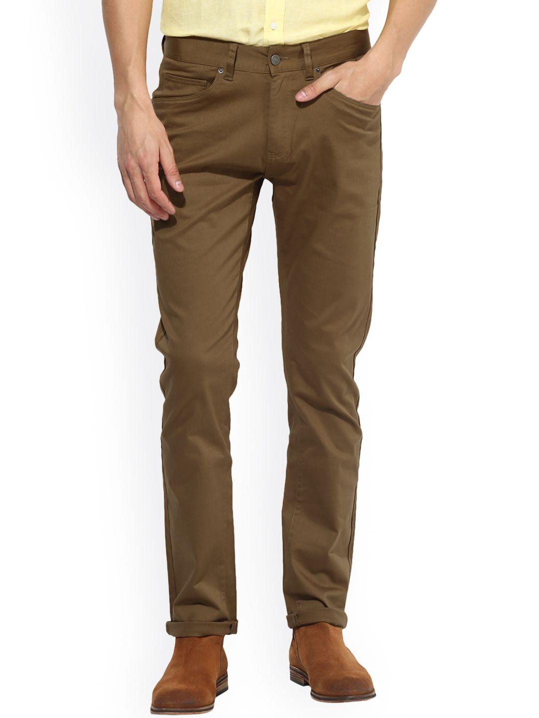 red tape men brown comfort slim fit solid chinos