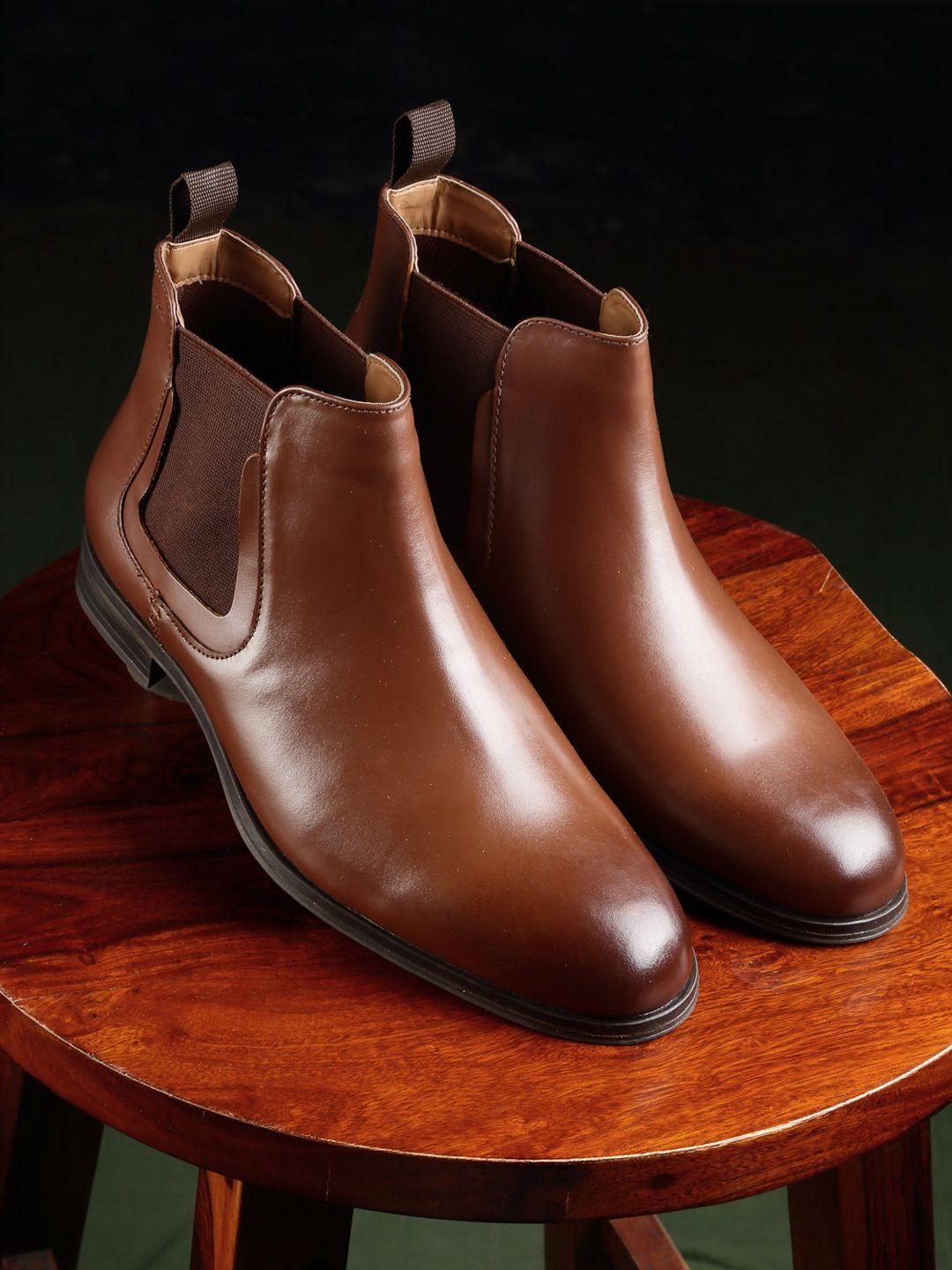 red tape men brown leather chelsea boots