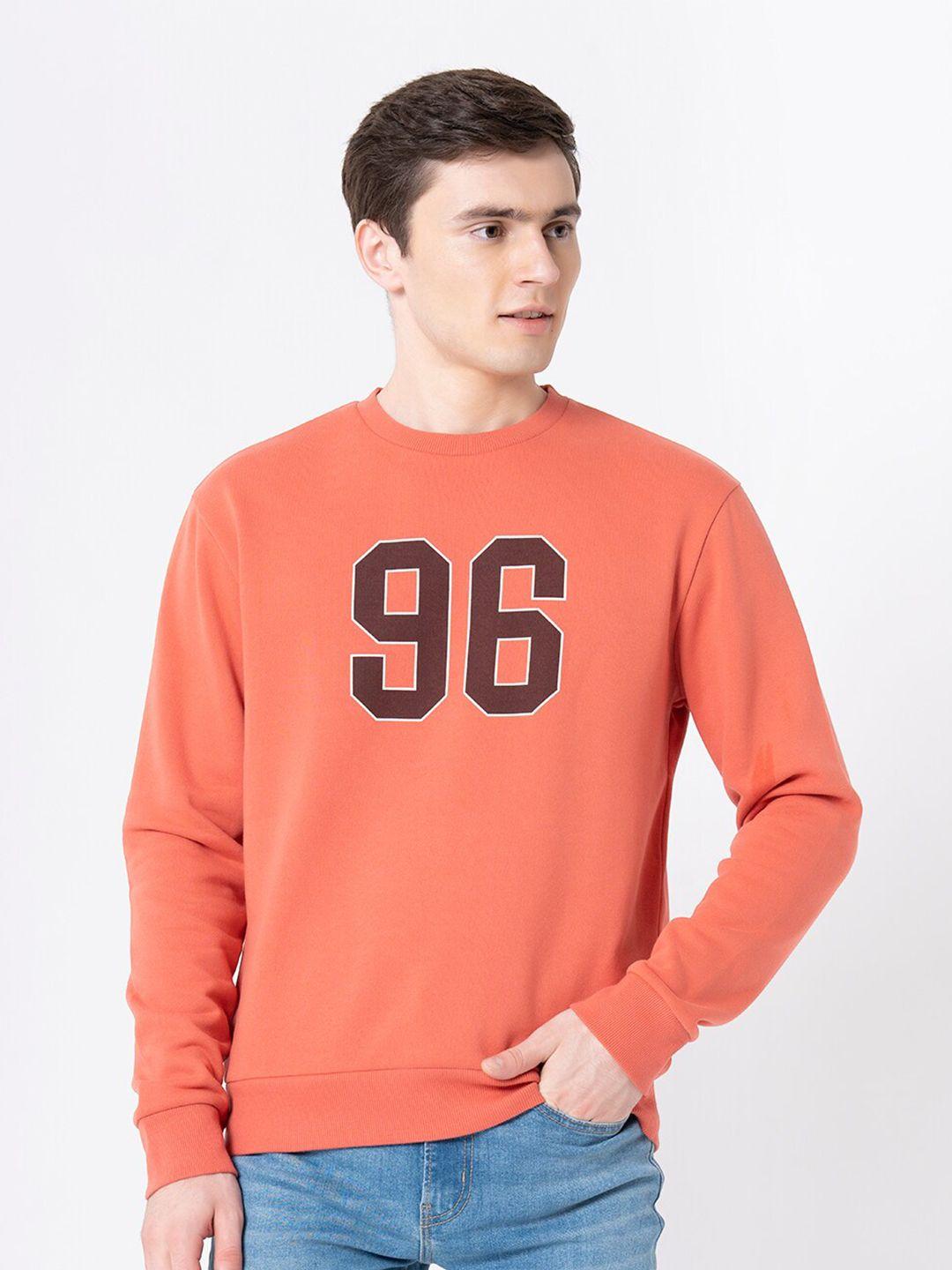 red tape men coral printed sweatshirt