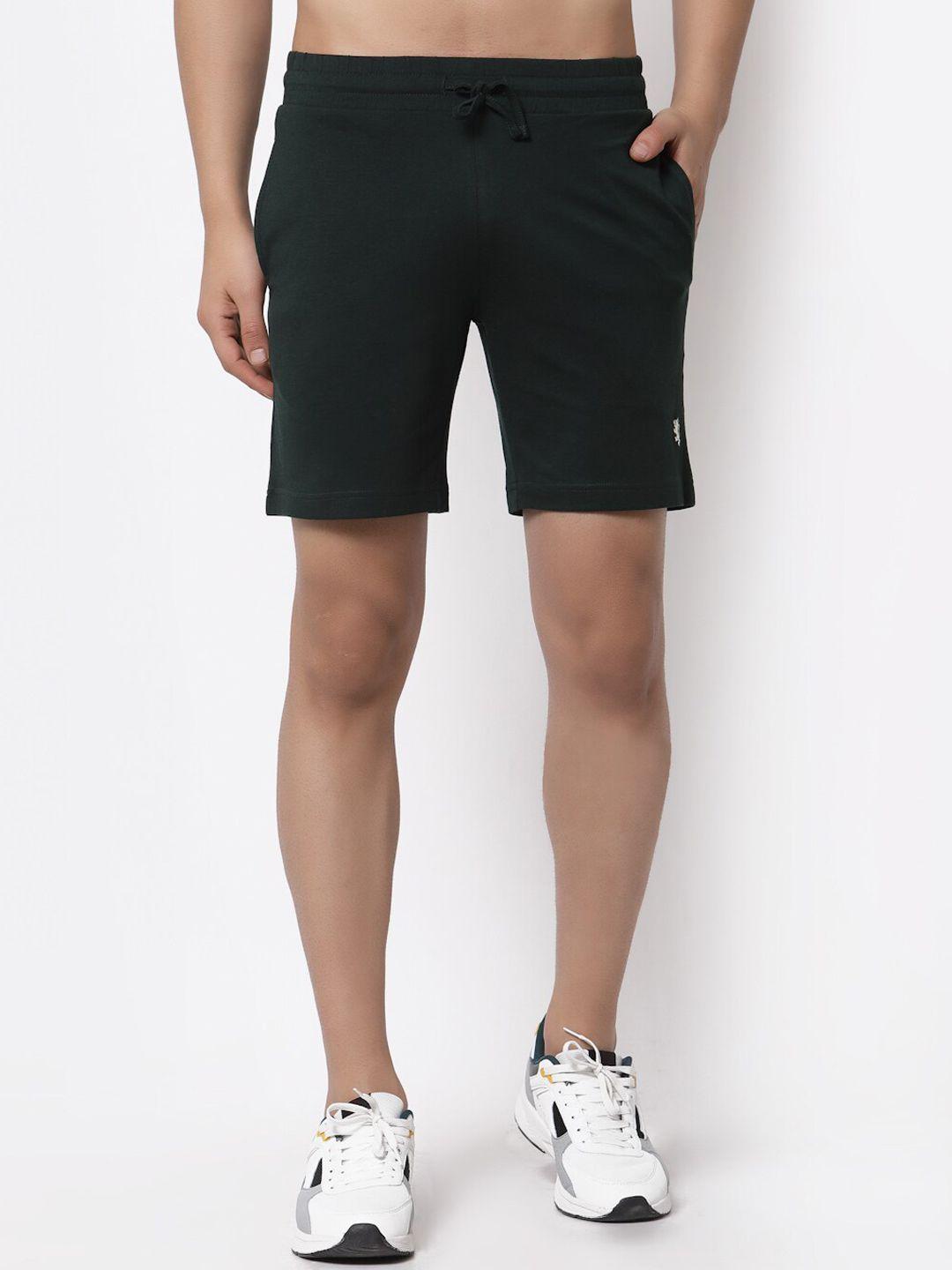 red tape men green regular fit outdoor sports cotton shorts