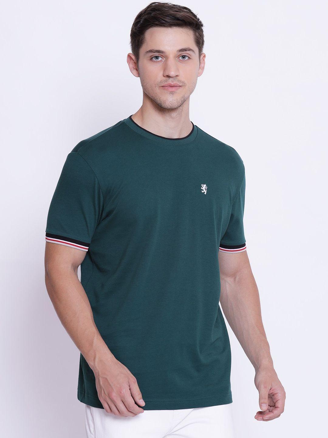 red tape men green solid round neck t-shirt