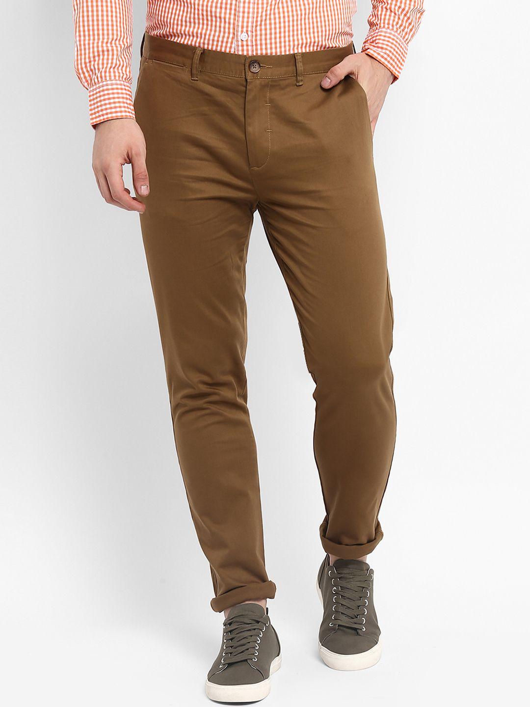 red tape men khaki skinny fit solid chinos