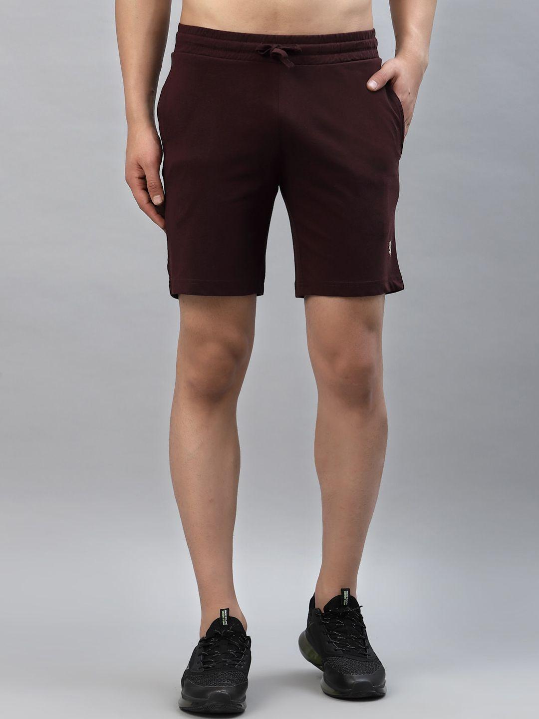red tape men maroon pure cotton sports shorts