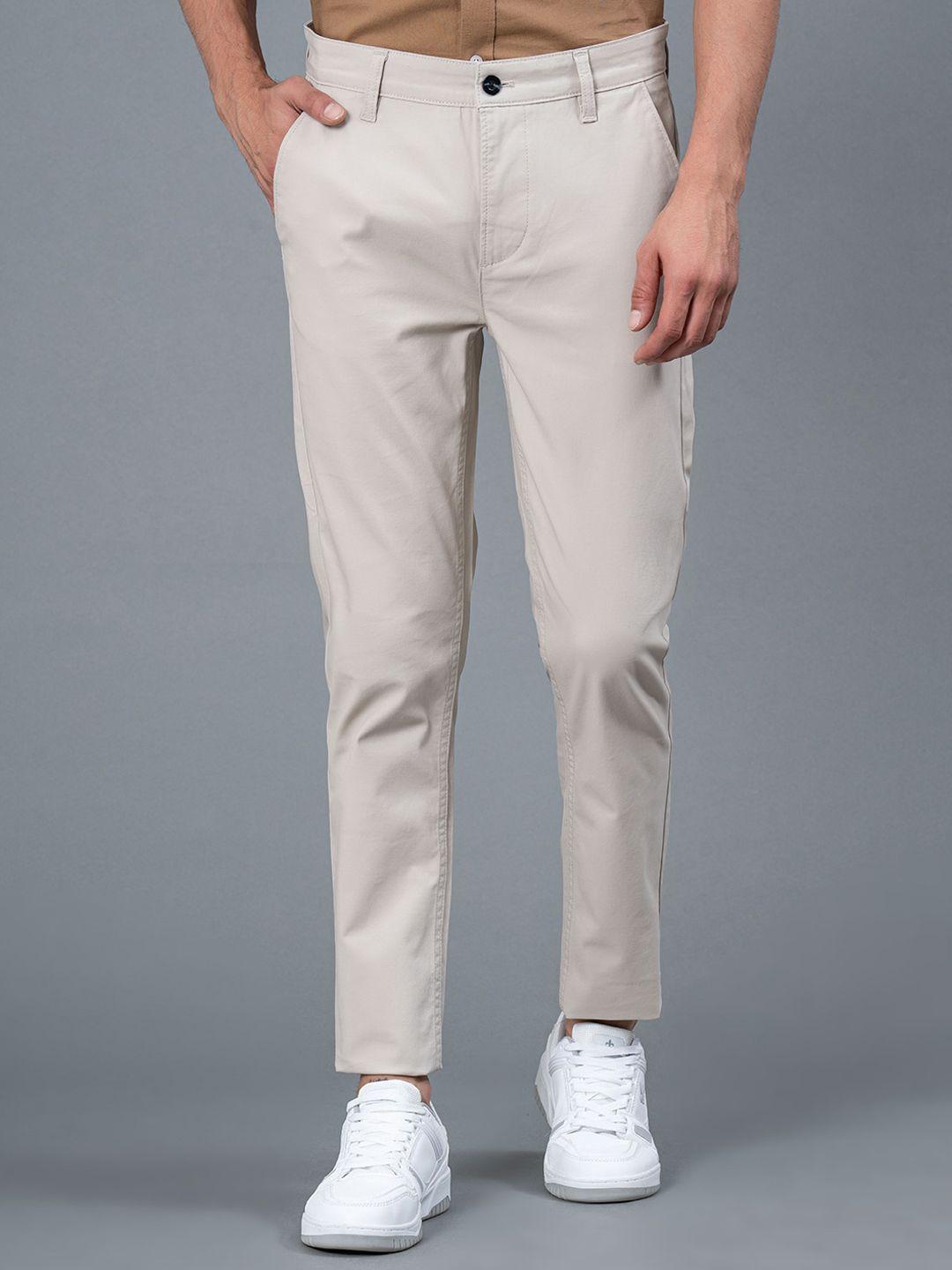 red tape men mid-rise skinny fit chinos trousers