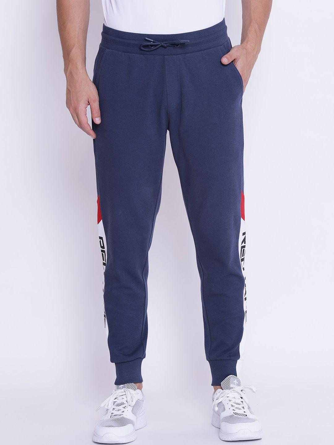 red tape men navy blue brand logo printed joggers