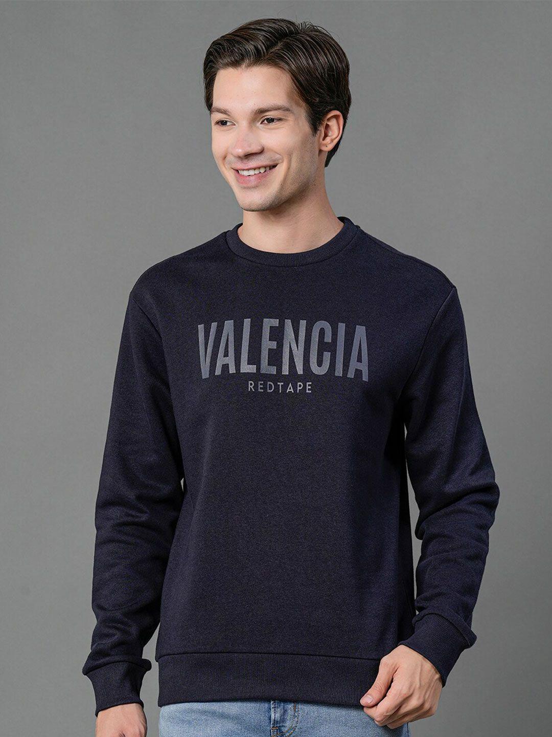 red tape men navy blue printed sweatshirt