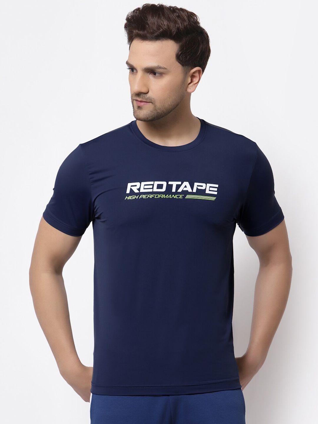 red tape men navy blue regular fit typography printed outdoor t-shirt