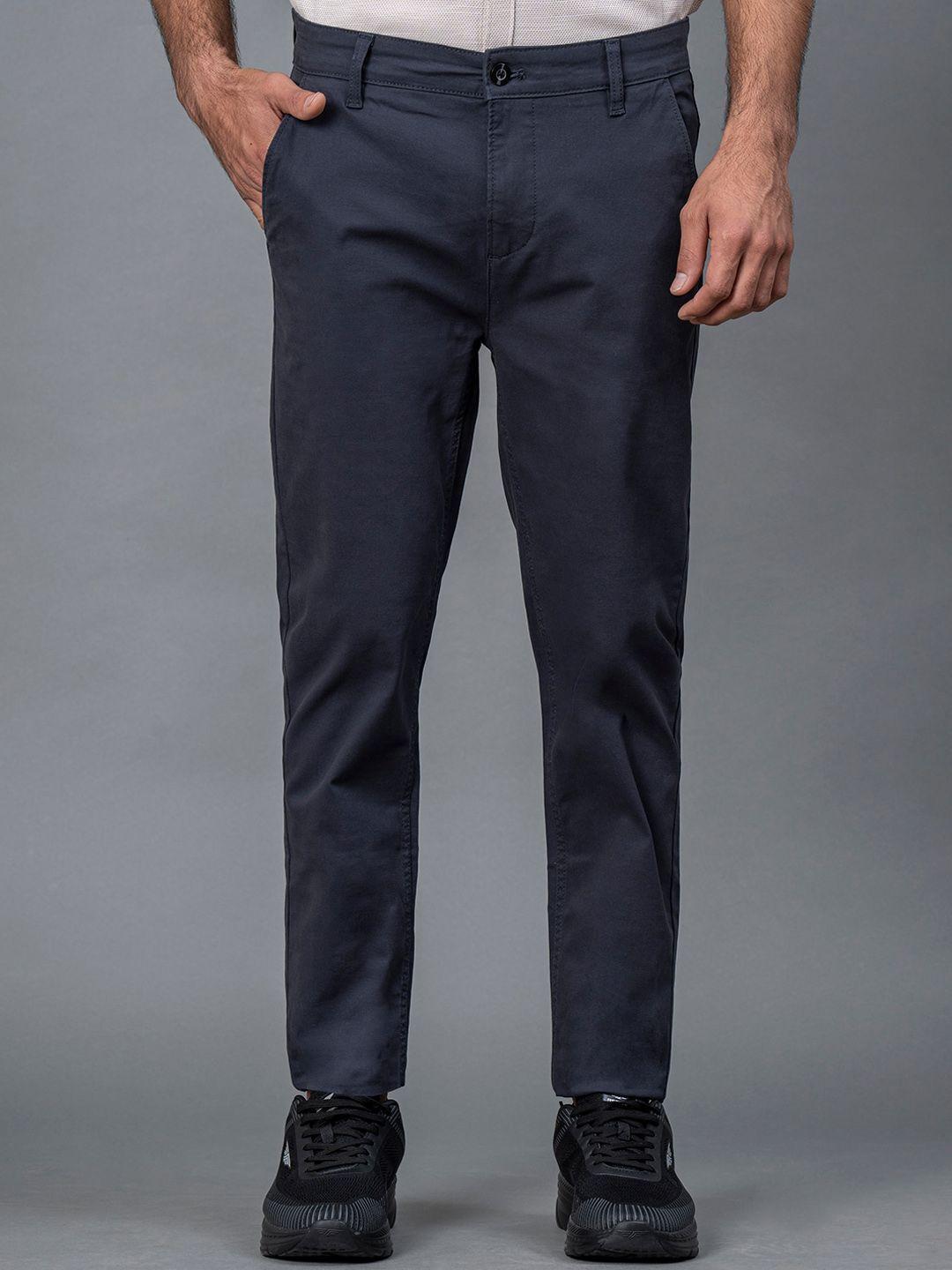 red tape men navy blue skinny fit chinos trousers