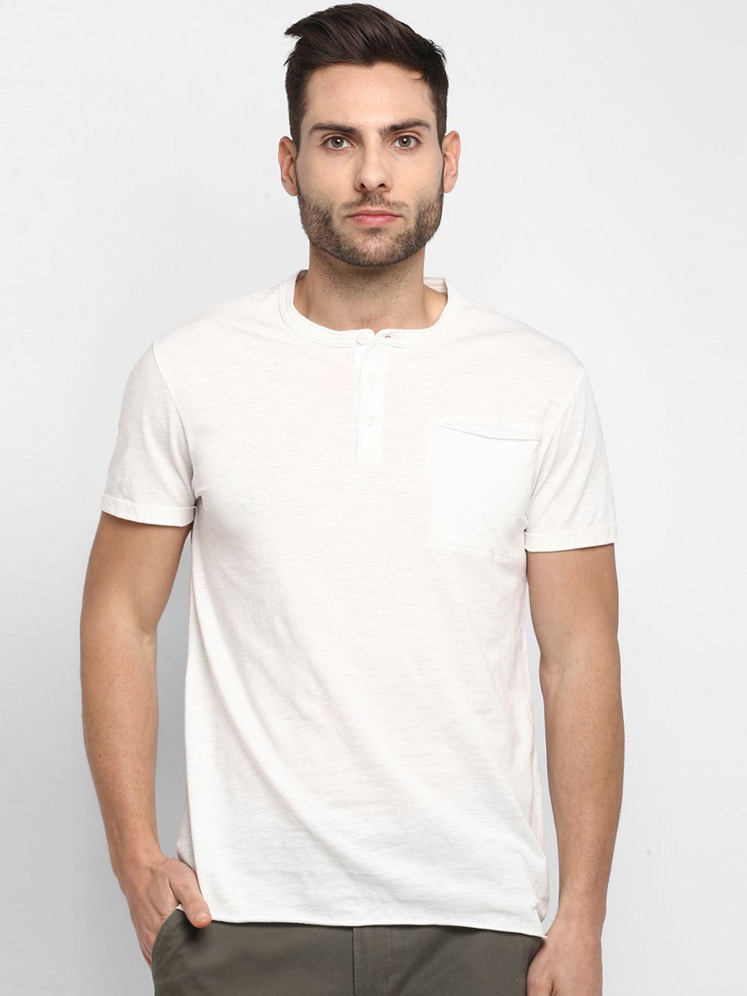 red tape men off-white solid henley neck t-shirt