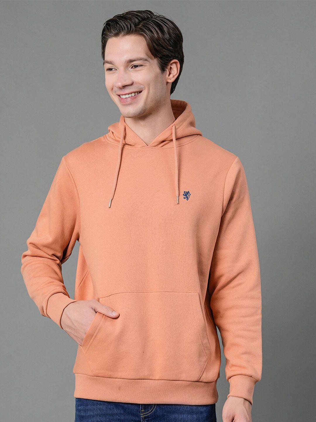 red tape men orange solid hooded sweatshirt