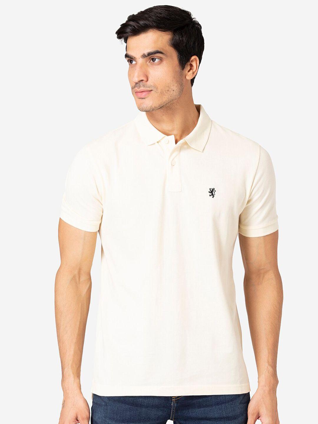 red tape men peach-coloured pure cotton polo collar pure cotton t-shirt