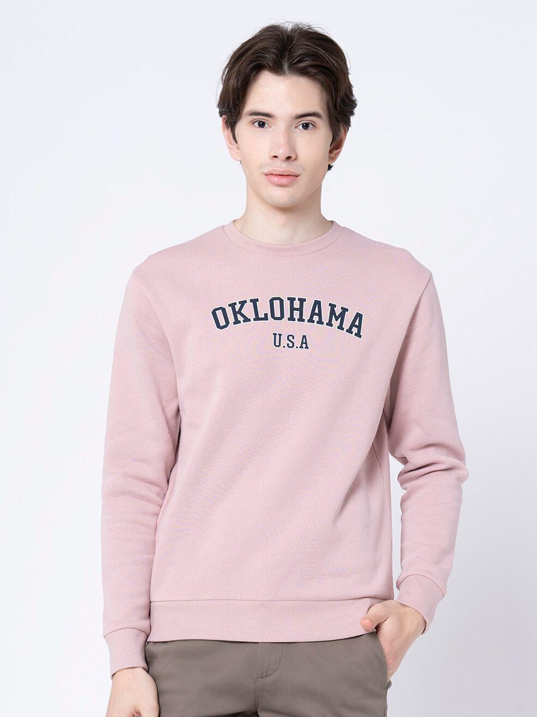 red tape men pink printed sweatshirt