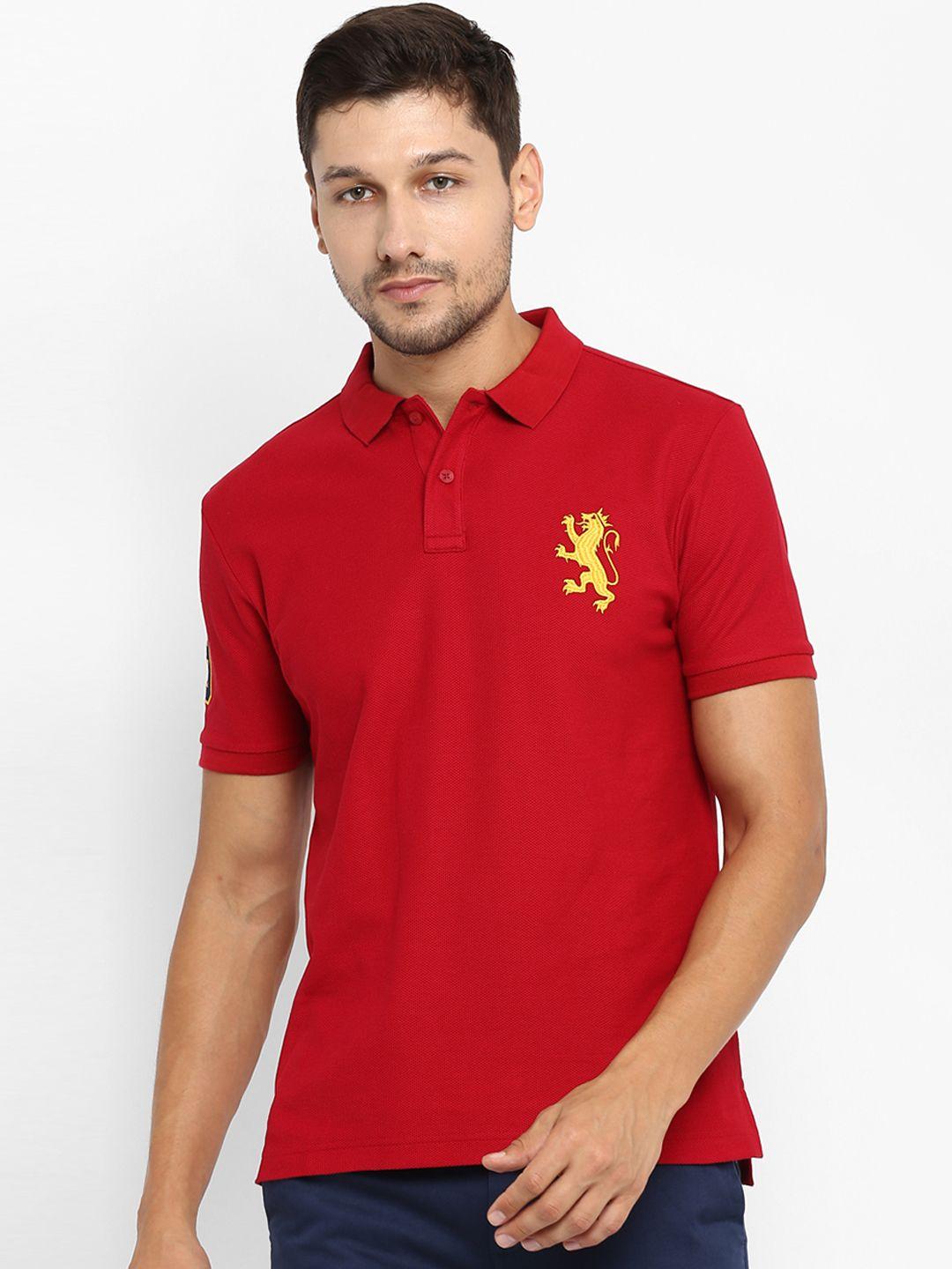 red tape men red solid polo collar t-shirt