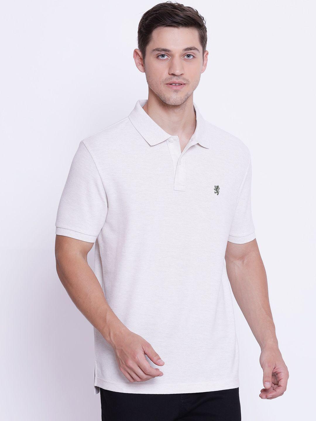 red tape men white solid polo collar t-shirt