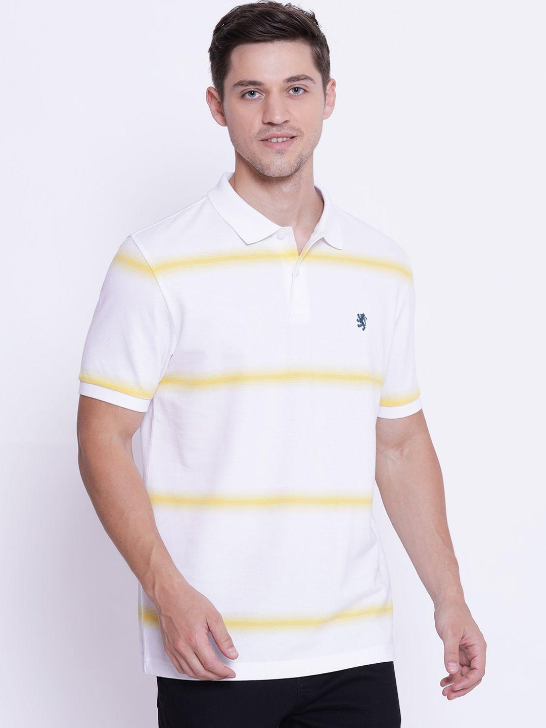 red tape men white striped polo collar t-shirt