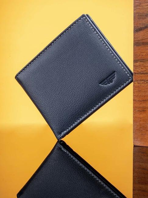 red tape navy casual leather rfid bi-fold wallet for men