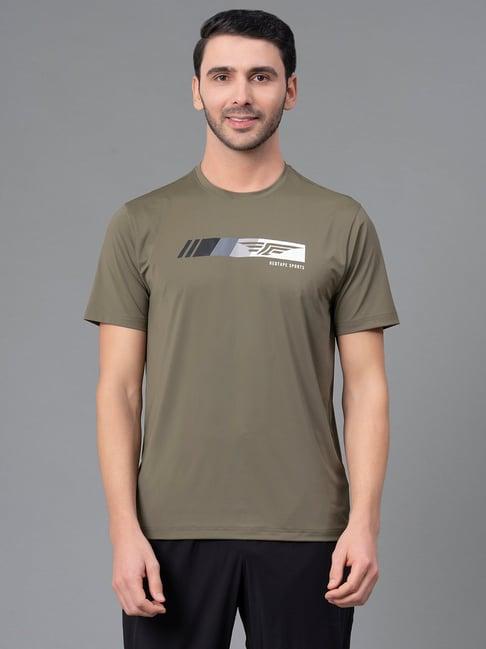 red tape olive regular fit round neck sports t-shirt