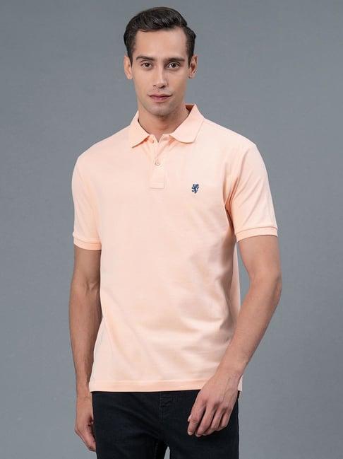red tape peach regular fit cotton polo t-shirt