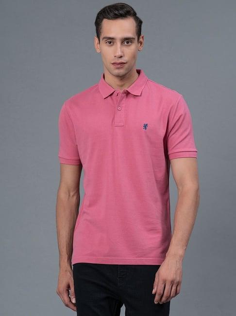 red tape pink regular fit cotton polo t-shirt