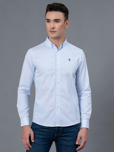 red tape sky blue regular fit textured shirt