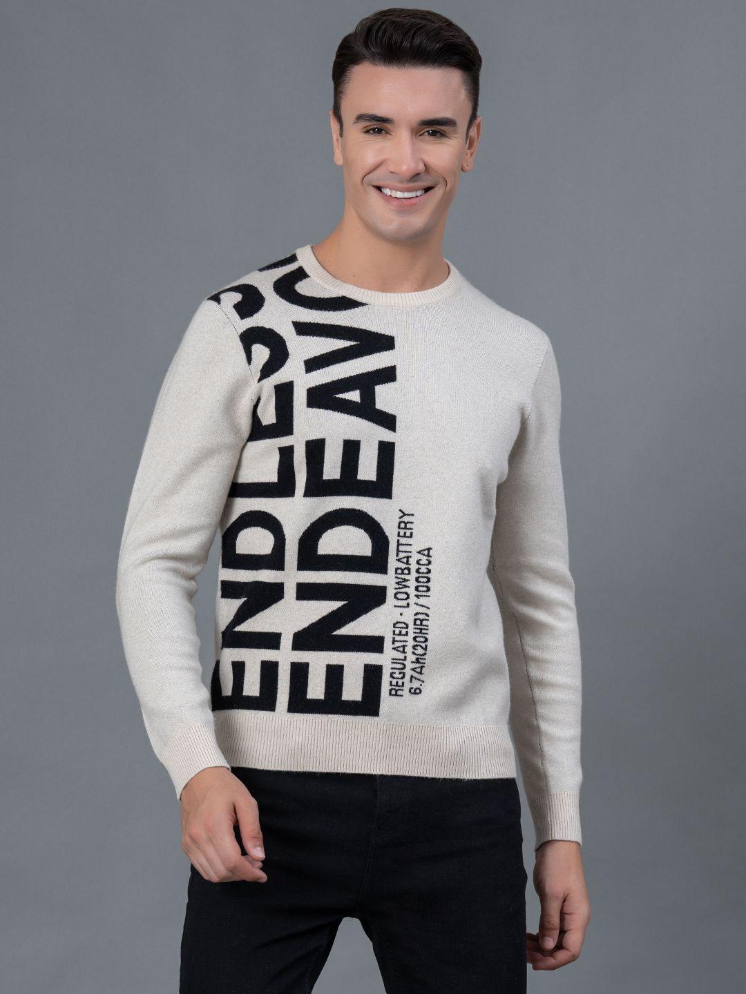 red tape typographic print sweater