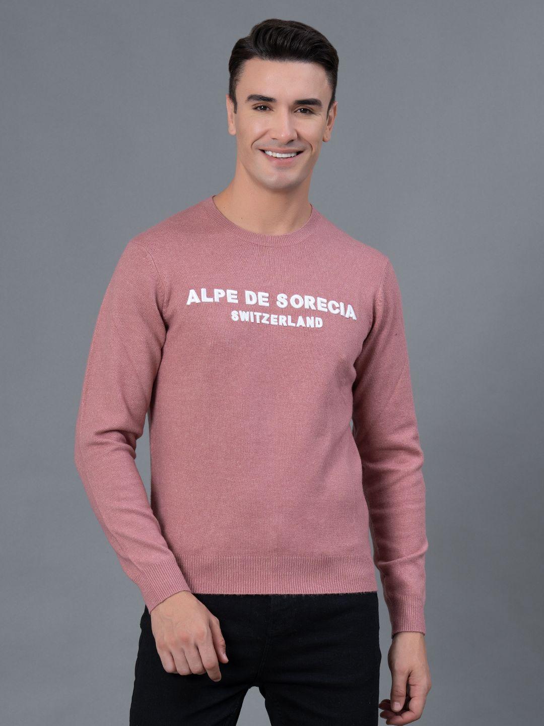 red tape typography embroidered pullover