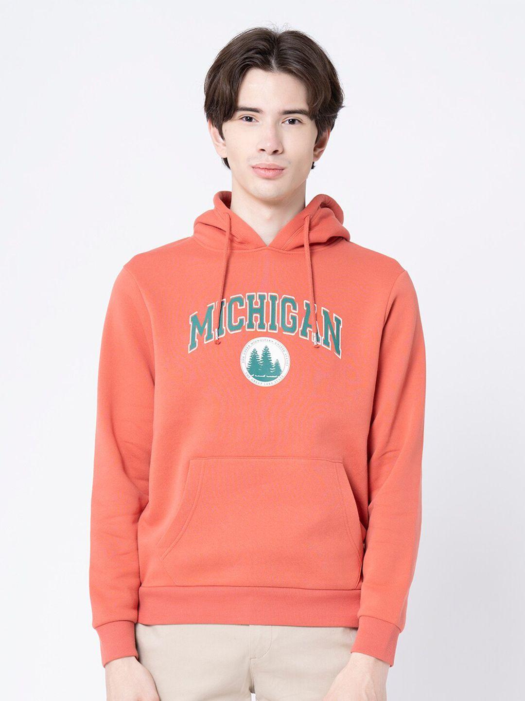 red tape typography printed hooded pullover