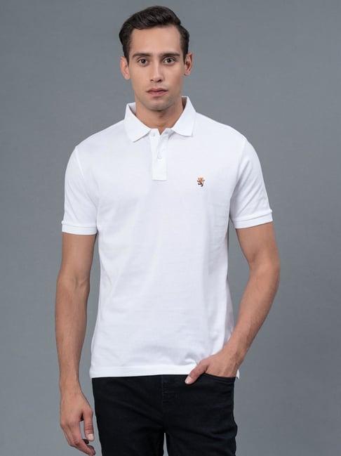 red tape white regular fit cotton polo t-shirt