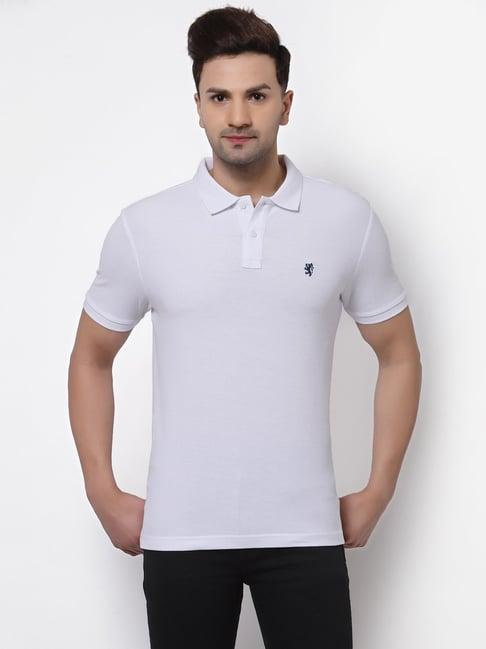 red tape white regular fit cotton polo t-shirt