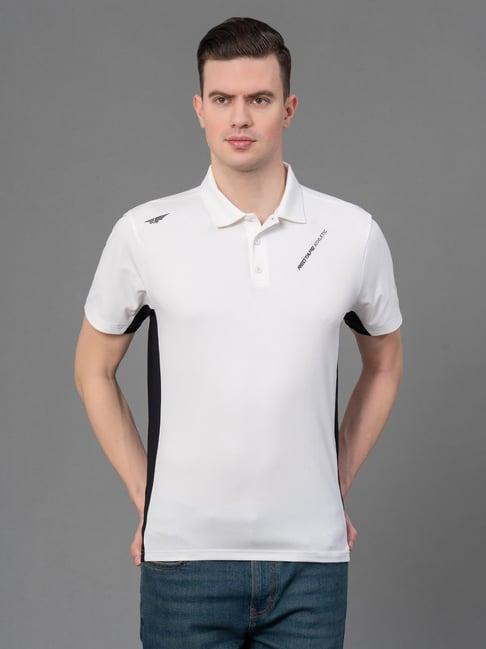 red tape white regular fit sports polo t-shirt