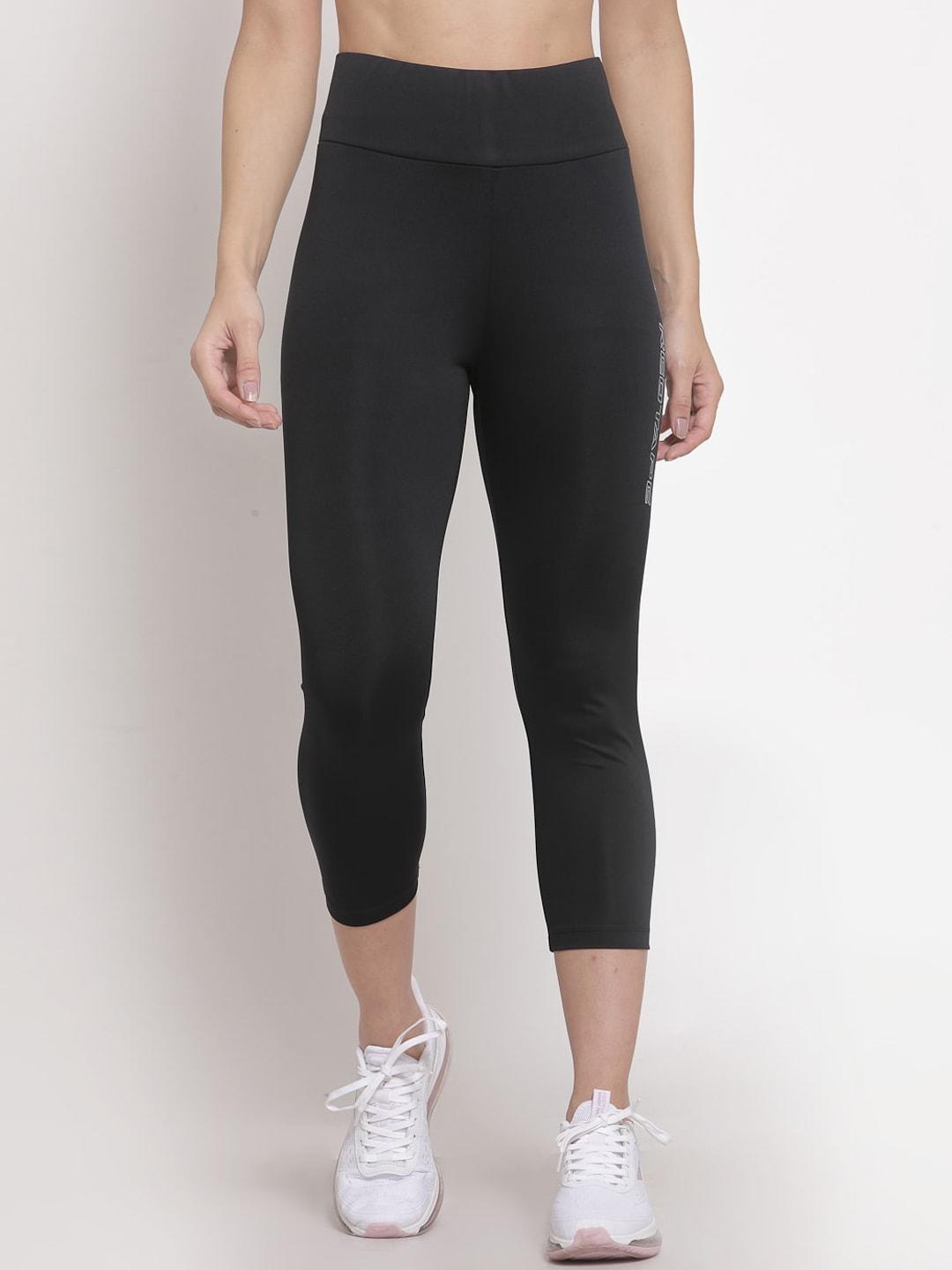 red tape women black solid sports tights