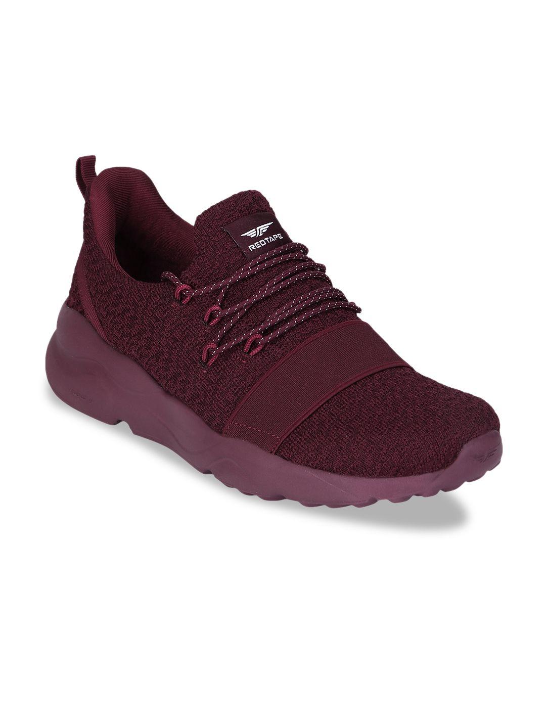 red tape women burgundy textile walking sports shoes