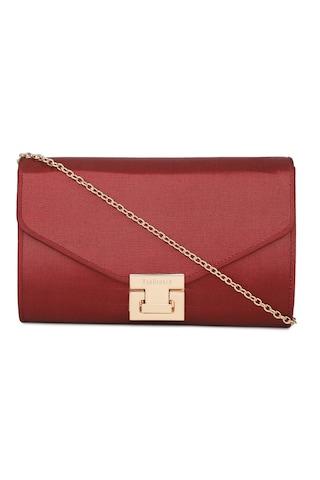 red textured casual pv women clutch