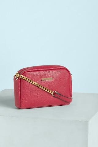 red textured casual semi pu women cross body bag