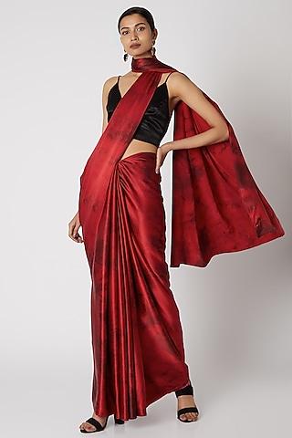 red tie-dye silk saree