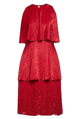 red tiered tassels dress
