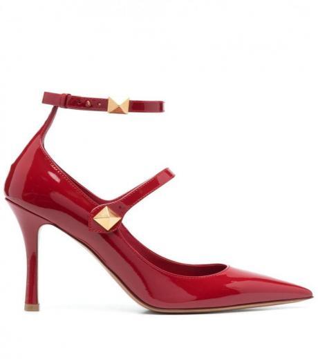 red tiptoe leather pumps