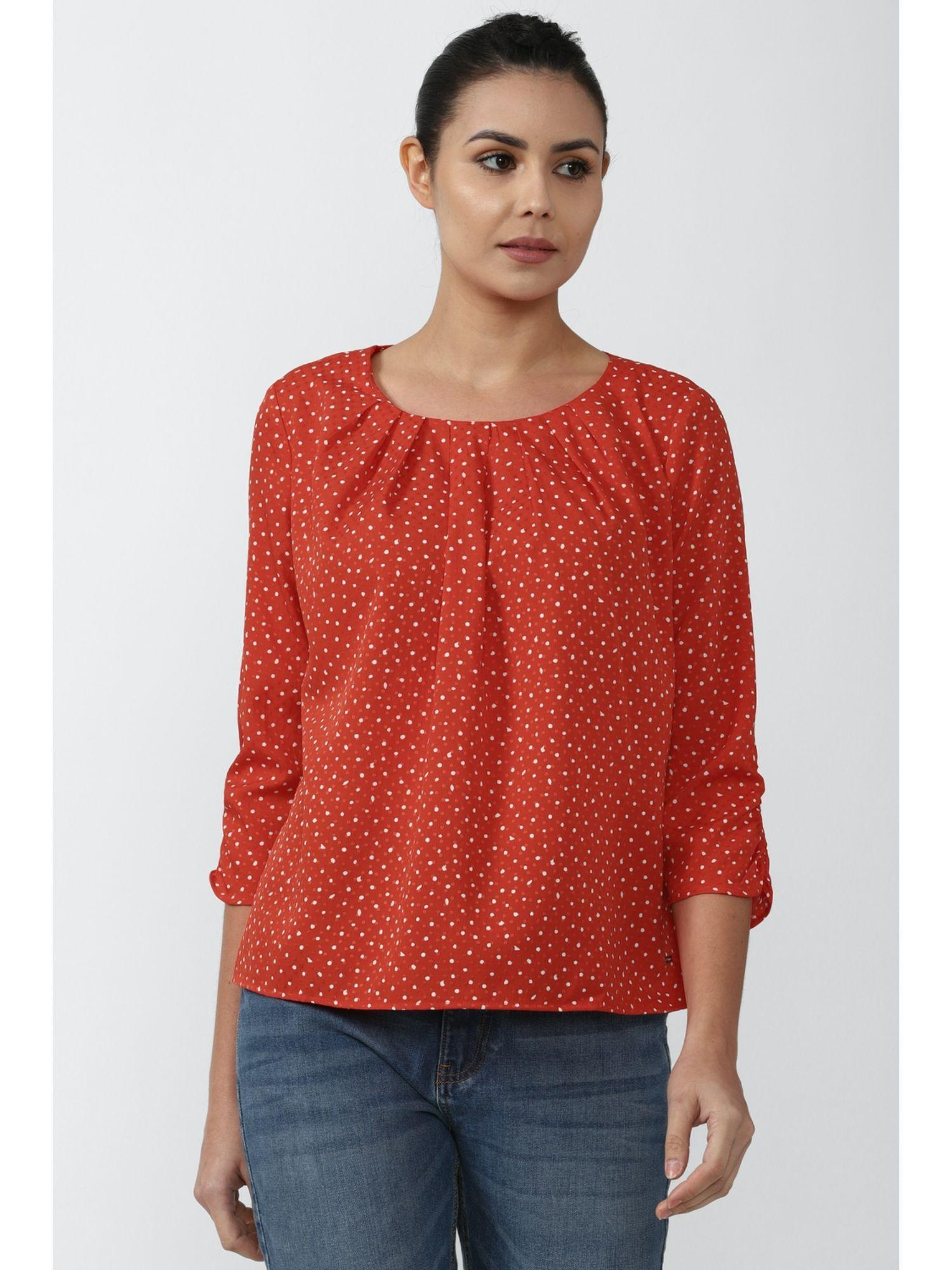 red top polka dots