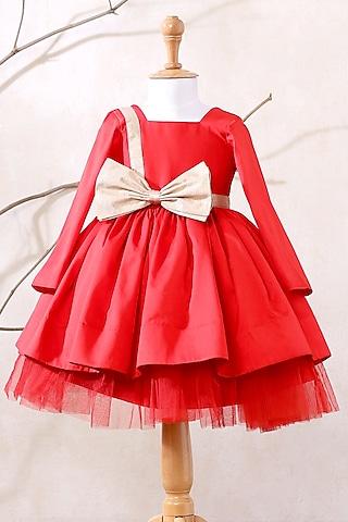 red tulle a-lined dress for girls