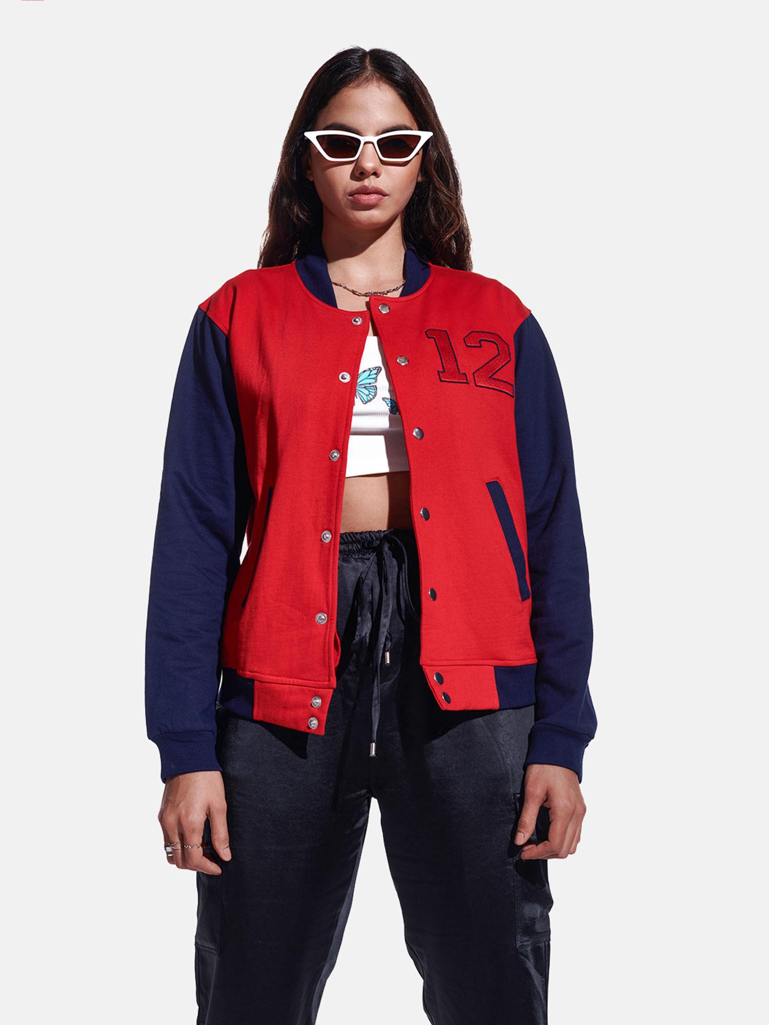 red varsity jacket